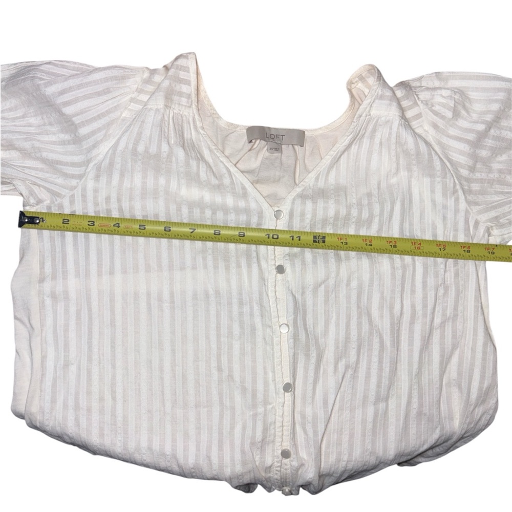 Loft Button-Front Off-White/Cream Bubble Sleeve Coquette Cottagecore Top Size XS - Picture 6 of 12